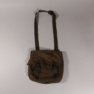 VTG Military Canvas Messenger Bag OD Green Metal Buckles Field Haversack